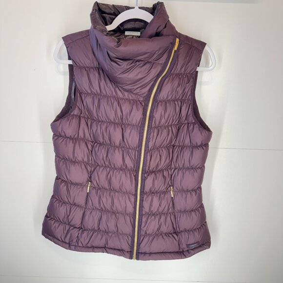 Athleta Downabout Asymmetric Puffer Vest in Wild Raisin - Picture 2 of 7